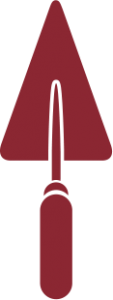 Truelle rouge, partie du logo de Ramuntxco Elisabellar, Maître artisan maçon au pays basque